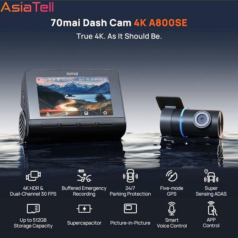 دوربین خودرو مدل 70mai Dash Cam 4K A800SE Set